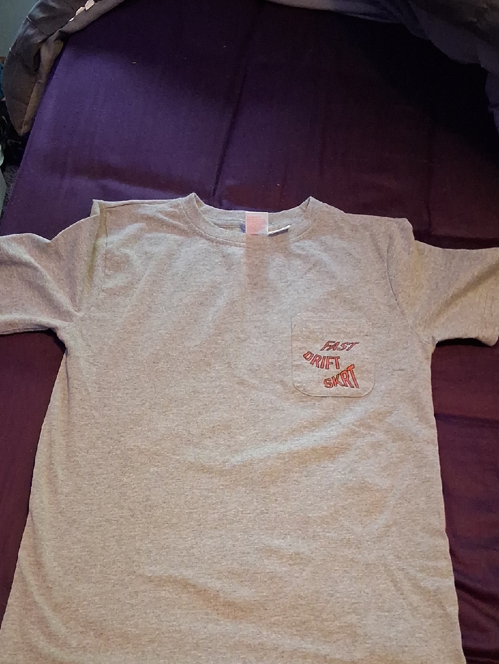 Kids Gray Pocket T-Shirt with Red Graphic